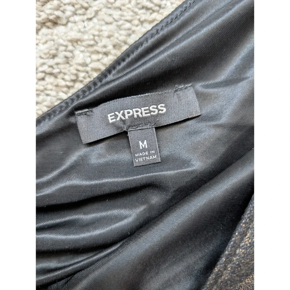 Express One Shoulder Bodycon Dress Womens Medium Bronze Gold Metallic